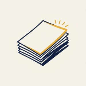 積み重なった紙の束のイラスト。転職3日目の単純作業記事のアイキャッチ
